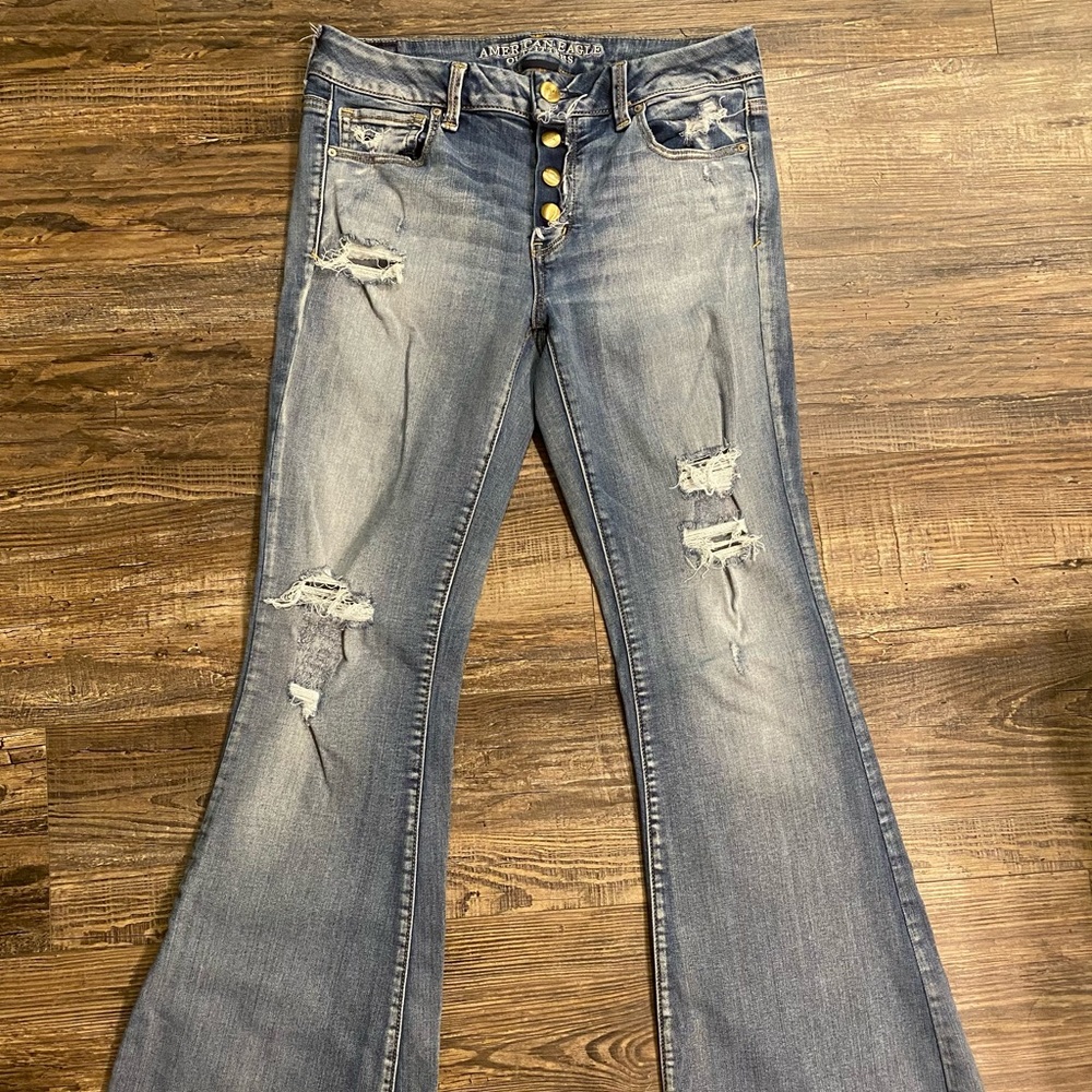 American Eagle Destroyed Boho Artist Flare